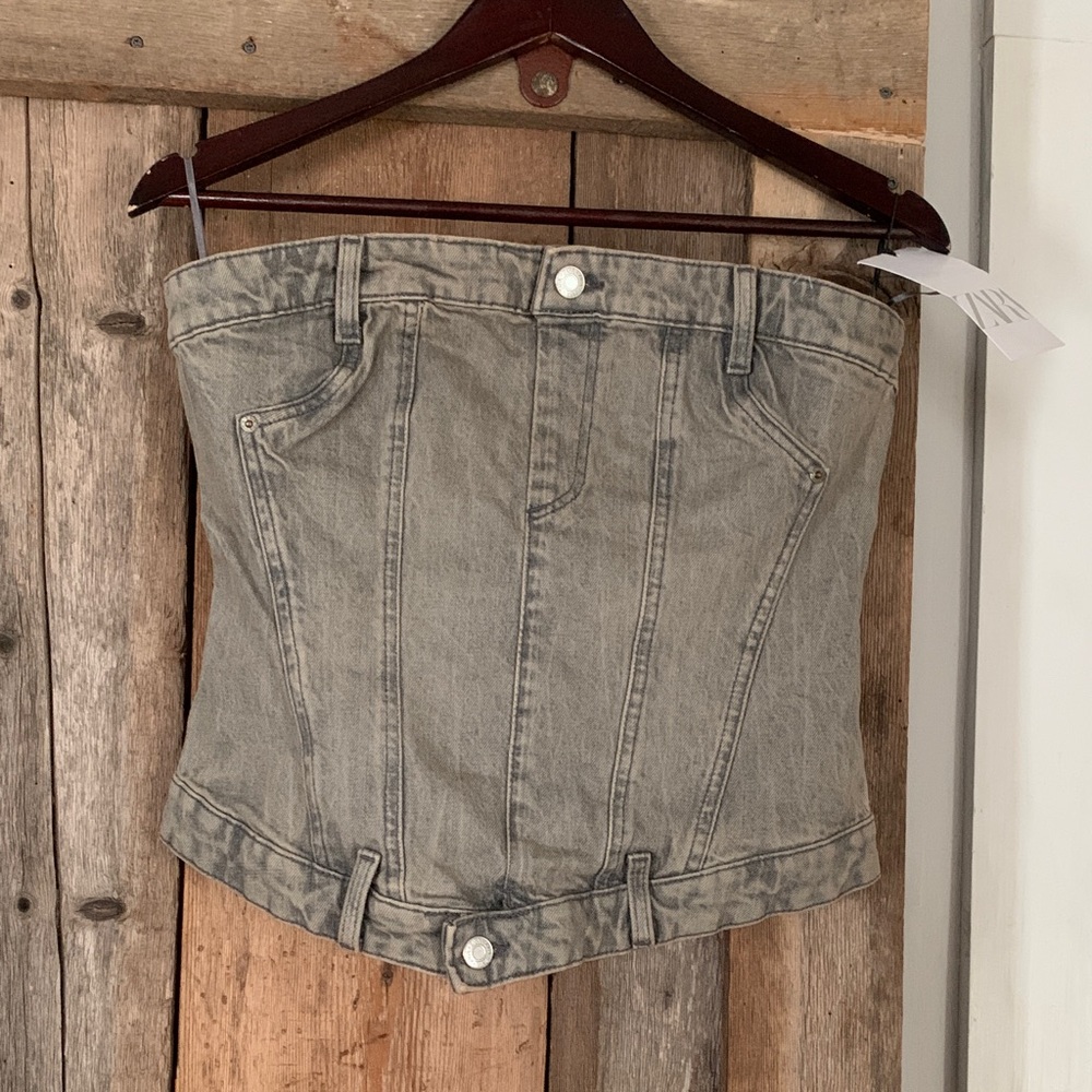 Zara Gray Denim Zip Corset